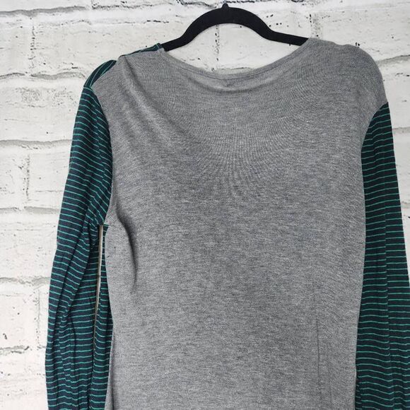 T Alexander Wang Striped Linen Silk Blend Knit Long Sleeve Shirt Blue Green - Picture 10 of 14